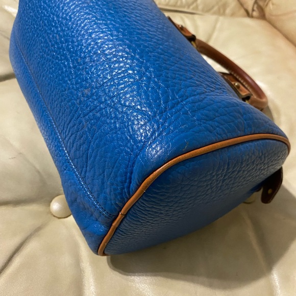 Vintage Dooney & Bourke French Blue Satchel Pebbled AWL All Weather Leather R28? - Picture 7 of 15